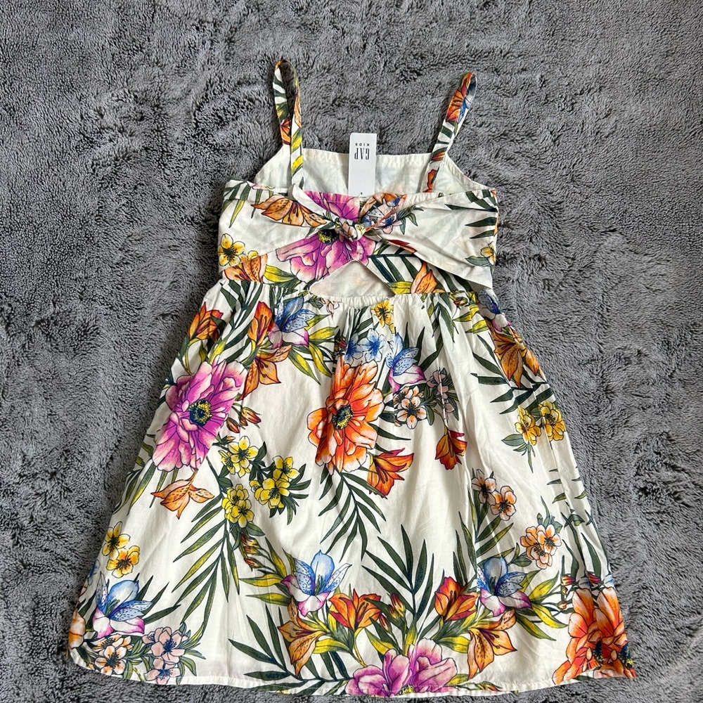 🌺 NWT GAP Kids Floral Cotton Dress - White and Multicolor - Picture 2 of 5